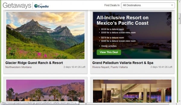 Groupon Getaways Screenshot Groupon travel deals