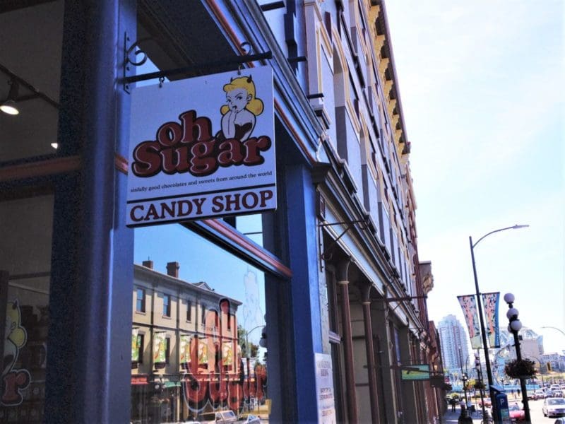 Oh Sugar candy shop sign in Victoria, British Columbia