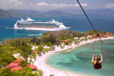 The Dragon's Breath zip line on Labadee is one of the most exciting cruise excursions out there. It's the world's longest zip line over water! You can only find it on Royal Caribbean's private beach in Haiti. Here are our first-hand tips for making the most of this exhilarating excursion. | tipsforfamilytrips.com | travel