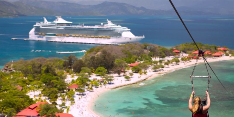 The Dragon's Breath zip line on Labadee is one of the most exciting cruise excursions out there. It's the world's longest zip line over water! You can only find it on Royal Caribbean's private beach in Haiti. Here are our first-hand tips for making the most of this exhilarating excursion. | tipsforfamilytrips.com | travel