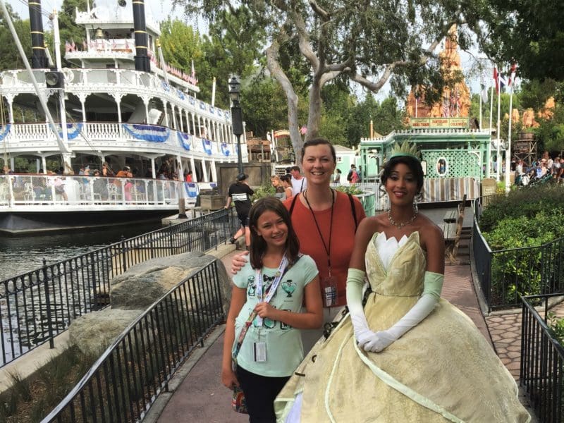 photo op with Tiana at Disneyland - Disneyland on a budget