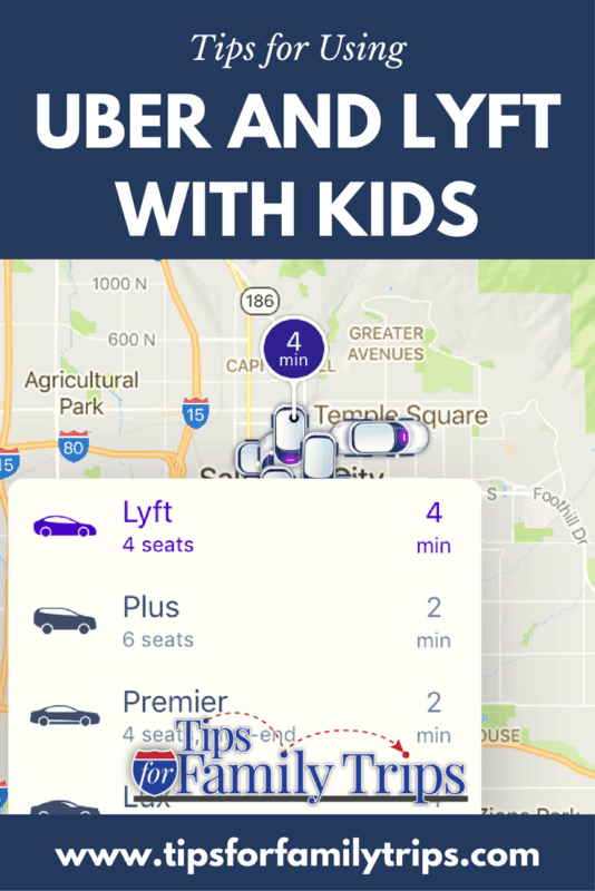 Tips for using Uber and Lyft with kids. Find out how to get started, what to expect, when to bring your own car seat, and how ride sharing services can make your next family vacation easier | tipsforfamilytrips.com
