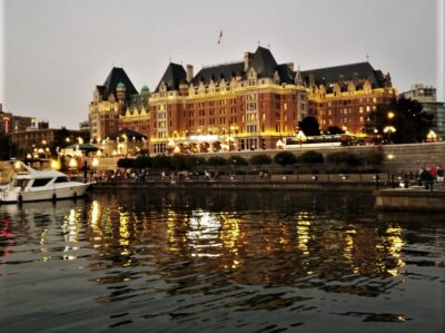 twilight in Victoria, British Columbia. The Empress Hotel.