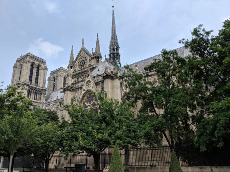 Notre Dame Cathedral, from the side, near the back - June 2018
