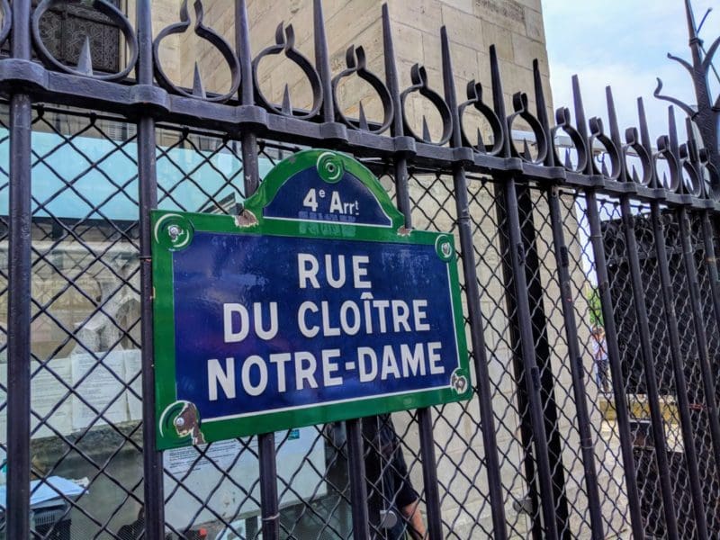 Notre Dame entrance sign
