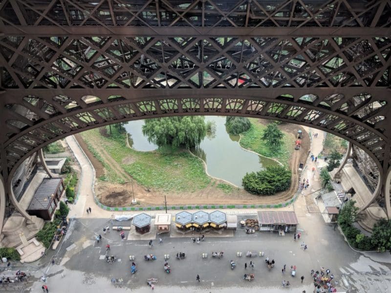 View of Eiffel Tower courtyard from first floor