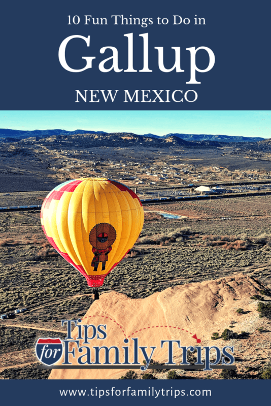Things to do in Gallup, New Mexico Pinterest image with hot air balloon