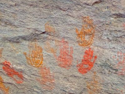 Handprint petroglyphs on Cave Spring hike, Needles district of Canyonlands National Park, Utah