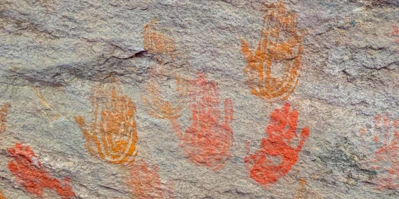 Handprint petroglyphs on Cave Spring hike, Needles district of Canyonlands National Park, Utah