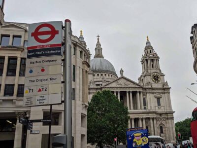 St. Paul's Cathedral and Big Bus Tour stop in London, England