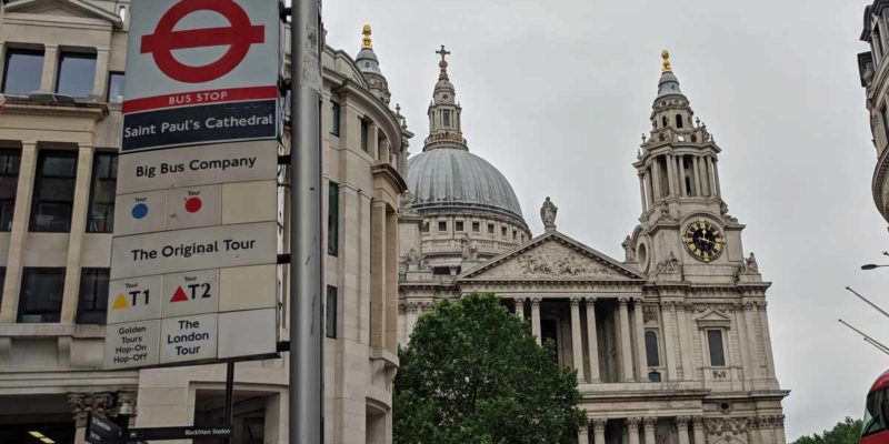 St. Paul's Cathedral and Big Bus Tour stop in London, England