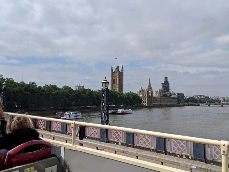 View of Thames from Big Bus Tour, London