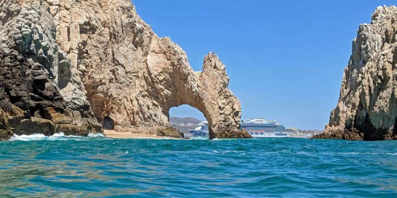 View of cruise ship through El Arco at Land's End, Cabo San Lucas, Mexico - Cabo San Lucas on a cruise