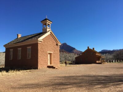 school house and house at Grafton ghost town near Zion National Park in Utah
