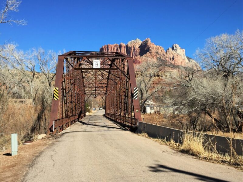 bridge to Grafton ghost town near Zion National Park in Utah